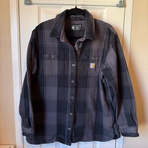 Carhartt Loose Fit Plaid Shirt Jacket in Black & Charcoal Women’s Large